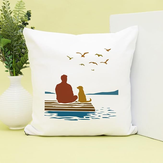 FINGERINSPIRE People and Dogs Stencil with 1Pc Plastic Paint Brush 11.8x11.8inch Reusable Shore Scenery Template Flying Birds Stencil Human Dog Pattern Template for DIY Art Craft Home Wall Decor - Image 6