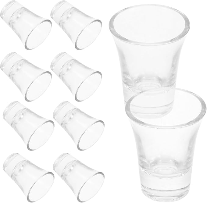 Garneck 10pcs Elegant Vintage Glass Liqueur Cup 20ml Small Drinking Chalice for Wine Tasting, Space-saving and Easy to Clean Glassware Suitable for Communion and Home Use by GARNECK