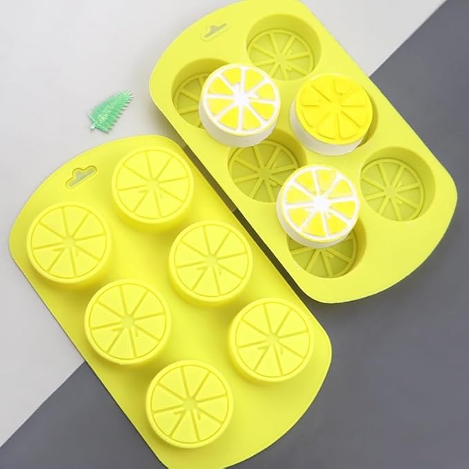 2Pcs Fruit Shaped Silicone Molds, 3D Lemon Fondant Mold Chocolate Candy Biscuit Sugar Baking Mold for Cake Cupcake Dessert Candle Decoration Suitable for Making Chocolates,Candy Making Supplies