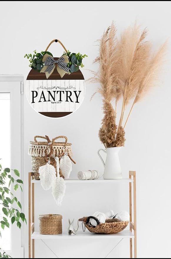 Uptell 11" Farmhouse Pantry Signs Pantry Open 24/7 Wall Door Decor Farmhouse Pantry Wall Decoration,Wood Wall Hanging Plaque Sign for Pantry Room Kitchen Decor 11 Inch - Image 3