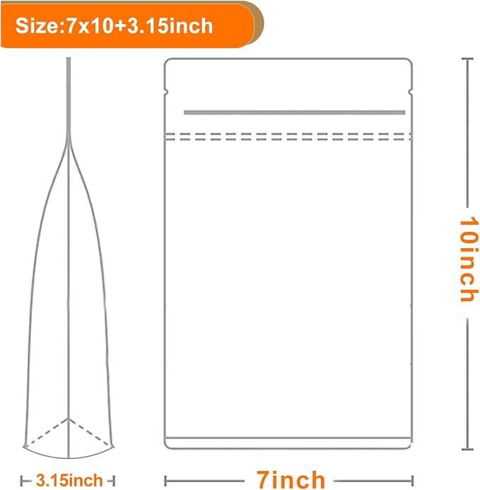 100 PCS Resealable Packaging Bags for Small Business，Kraft Bags With Window Clear Fornt Heat Seal Sealable 7"x10"Paper Zipper Stand Up Pouches Nut Bag Coffee Cookie Herb Food Bakery Storage - Image 5