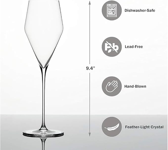 Zalto Denk'Art Champagne Hand-Blown Crystal Wine Glasses | Set of 6 - Image 3