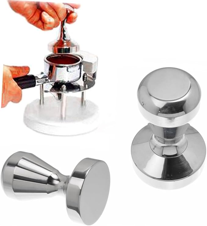 BESPORTBLE Professional Stainless Steel Coffee Tamper Flat Base Ergonomic Grip Espresso Bean Press Tool for Even Extraction Compatible with All Machines