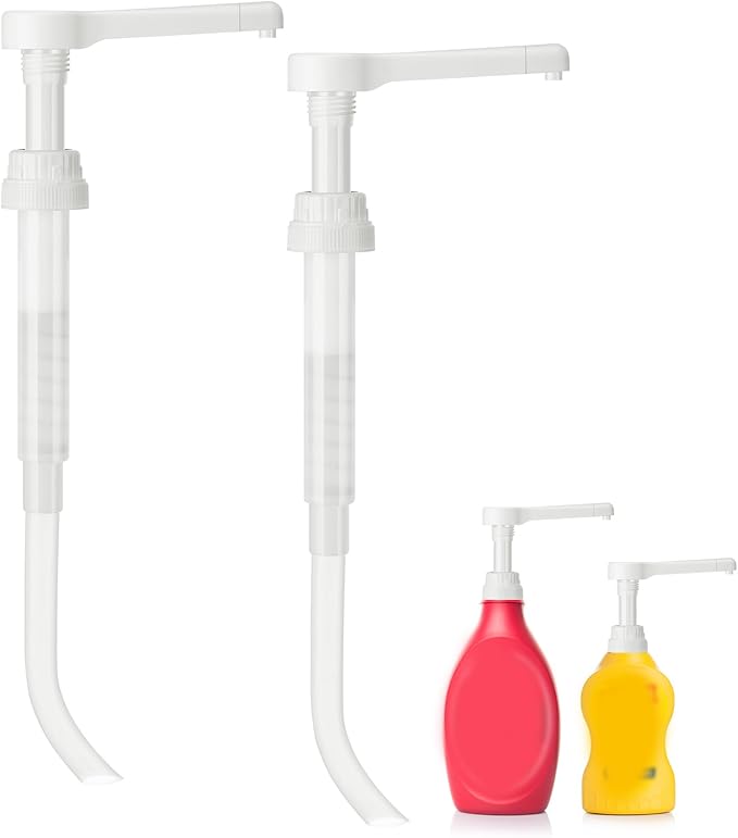 Hushee 2 Pcs Syrup Pump Dispenser for 64 oz Syrup Bottles Reusable Sauce Pump Coffee Dispenser Multifunctional Sugar Pumps for Chocolate Caramel Vanilla Mocha Sauces(White)