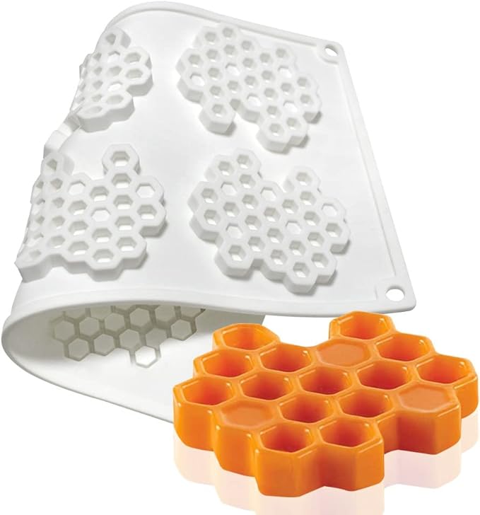 Silicone Honeycomb Molds 3D Honeycomb Bees Lace Mat Fondant Mold Lace Pad Baking Cake Chocolate Candy Mold for Cupcake Decorating Tools Kitchen