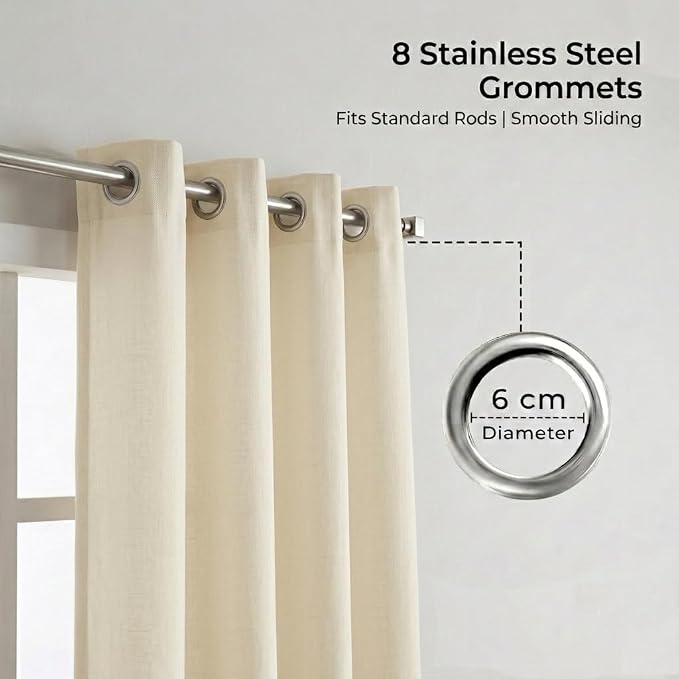 Urban Villa Cotton Grommet Curtains 52x84 (2 Panels) Ivory - Image 4