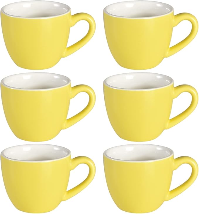 homEdge Mini Porcelain Espresso Cup, 3 Ounces / 90 ml Tiny Coffee Mugs Demitasse for Espresso, Tea- Yellow