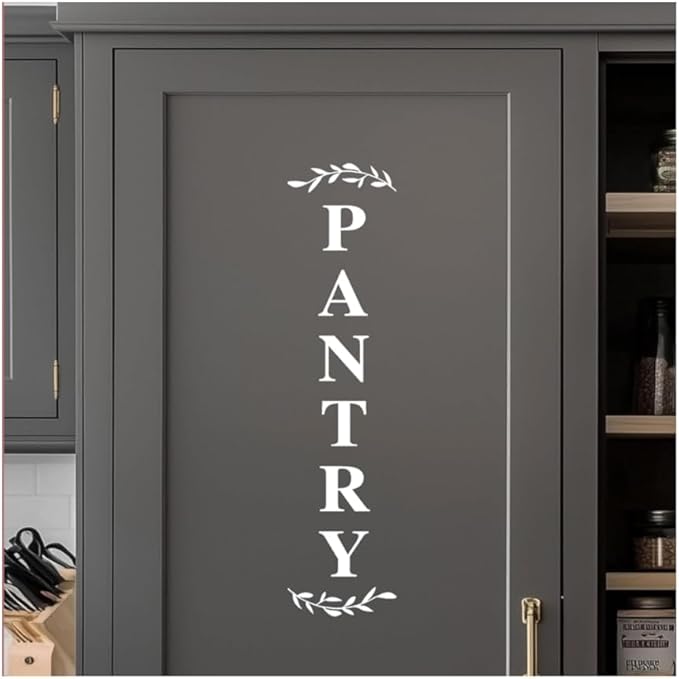 Generic Pantry Room Decal, Kitchen Pantry Sticker, White, Vinyl, Vintage, Rectangular, 17.7 x 4.3 in by Handmadewithlove
