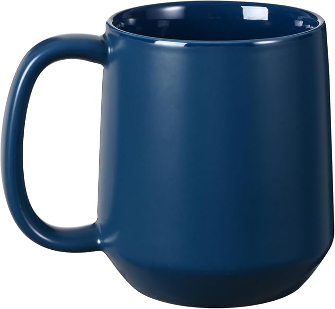 Miicol Ceramic Coffee Mug, 16 oz Large Coffee Cup, Tea Mug with Handle, Flat Bottom Mug for Men, Women, Office, Microwave and Dishwasher Safe, Multi-Color, Navy by Miicol