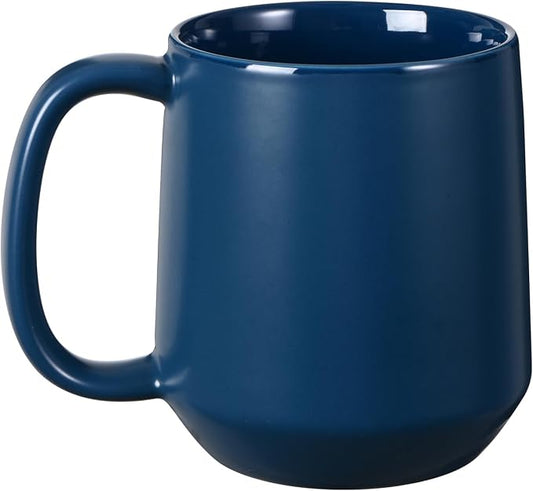 Miicol Ceramic Coffee Mug, 16 oz Large Coffee Cup, Tea Mug with Handle, Flat Bottom Mug for Men, Women, Office, Microwave and Dishwasher Safe, Multi-Color, Navy by Miicol