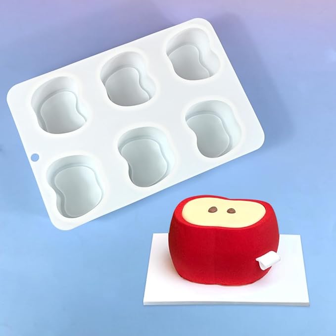 mostsom Apple Shape Silicone Mold, 3D Fruit Shape Mousse Cake Molds, Nonstick Bakeware for Chocolate, Mini Bundt Cake, Dessert, Pastry, Brownie, Jelly, Fondant, Easy Release & Clean (E_ Apple)
