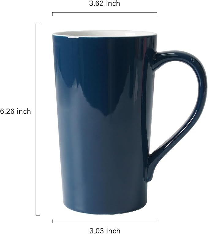 20 OZ Simple Pure Blue Mug (Set of 2) Plain Large Tall Ceramic Milk Tea Coffee Mug with Handle as A Gift for Dad Mom Friends, 2pcs - Image 2