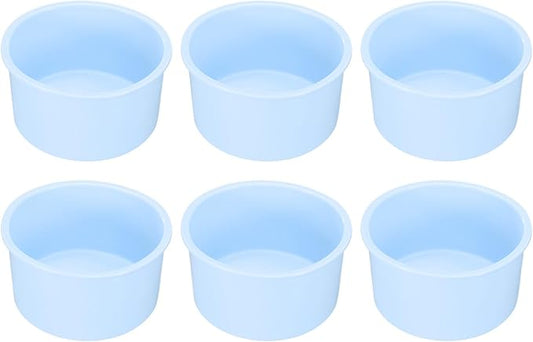 HARFINGTON 6 Pcs Round Cake Pans 4" Nonstick Quick Release Silicone Cake Mould Bakeware Tools for Baking Cupcakes Bread Pizza, Blue