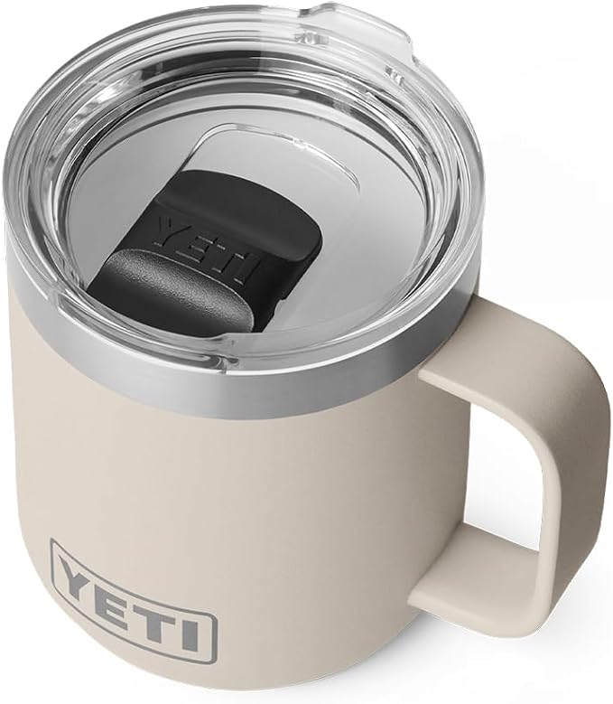 YETI Rambler 10 oz Ceramic Lined Stackable Mug, Vacuum Insulated, Stainless Steel with MagSlider Lid, Cape Taupe by YETI