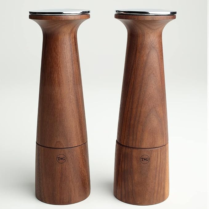 T&G CrushGrind Oblique Black Walnut Pepper/Peppercorn Mill, 20.5cm / Stylish Fine Dining Gourmet Fully Adjustable Ceramic Manual Grinder/Shaker/Coarse & Fine/Easy Fill - Image 5