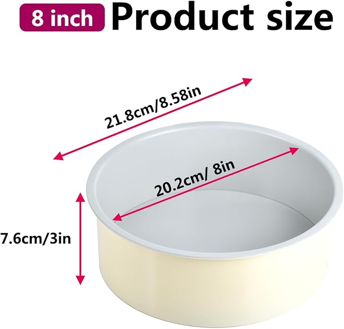 8 inch Cake Pan Removable Bottom Carbon Steel with Nonstick Coating Chiffon Cake Tin Round Shaped Cheese Cake Mould for Baking - Cream Color - Image 5