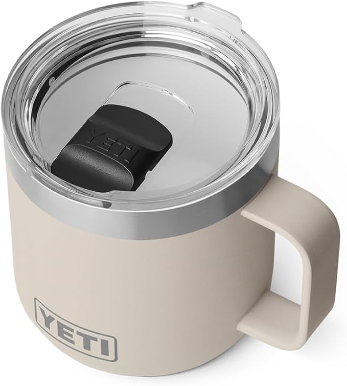 YETI Rambler 14 oz Ceramic Lined Stackable Mug, Vacuum Insulated, Stainless Steel with MagSlider Lid, Cape Taupe by YETI
