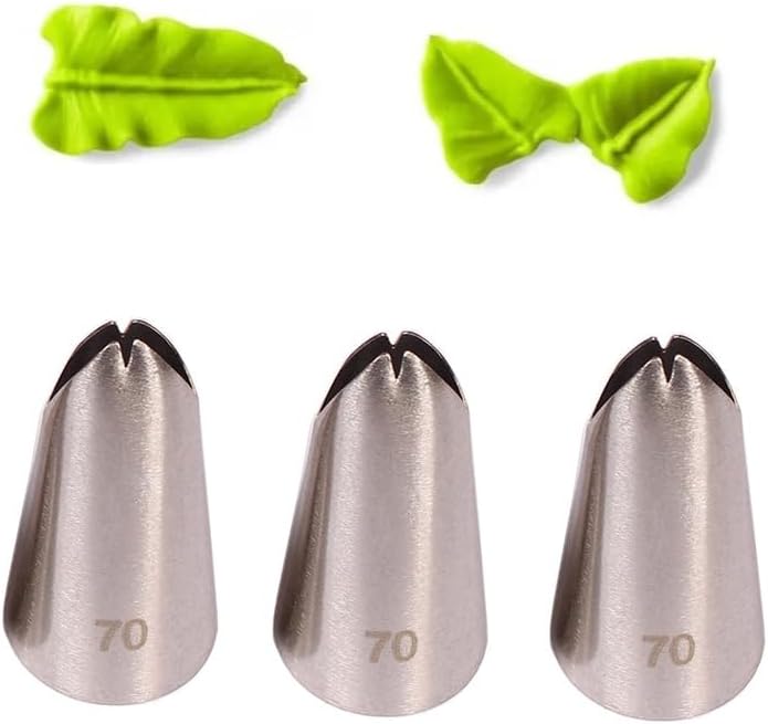 Leaf Piping Tip #70 – Piping Tip for Leaves and Petals on Cakes, Cupcakes, and Pastries, 3 Pcs