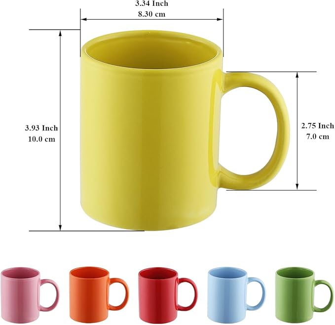 Evanda Coffee Mugs Set of 6 Pieces 12oz, Ceramic Cups with Handle for Latte, Hot Tea, Cappuccino, Mocha, Cocoa, Milk, Dishwasher Safe, Mutil Colors - Image 2
