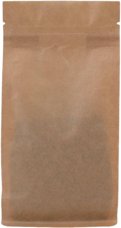 100PCS Brown Kraft Stand-Up Side Gusset Zip Top Lock Bags w/Window 12x22+6cm (4.7x8.6+2.3") - Image 2