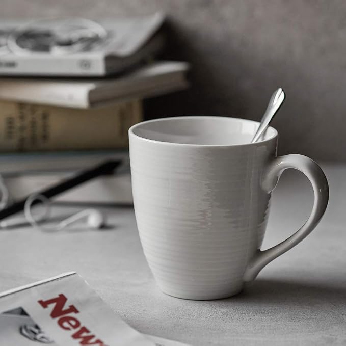 DOWAN Coffee Mugs, 17 Oz Coffee Mug Set of 6, Corrugated Tea Mugs (White) - Image 6