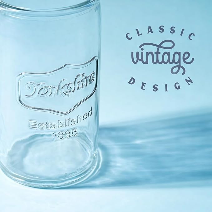 kitchentoolz Mason Drinking Glasses Set of 6 - Yorkshire Tumbler 16 oz Glassware Cups for Cold Drinks, Iced Tea, Water, Cocktails - Classic Mason Jar Style - Image 4