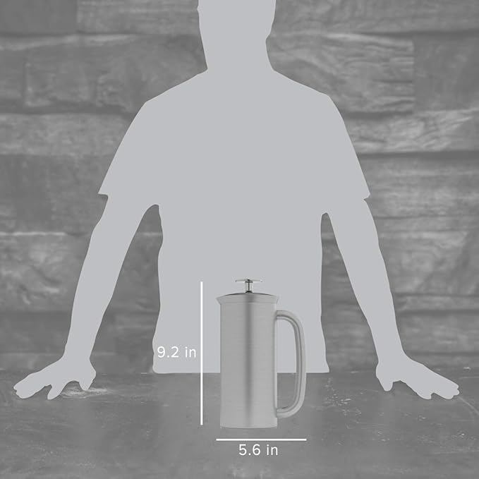 ESPRO P7 French Press Stainless Steel 304 – Patented Double Walled Micro-Filter Insulated French Press Coffee Maker, Grit-Free Brew - Heat Resistant BPA Free Coffee Maker (18oz)