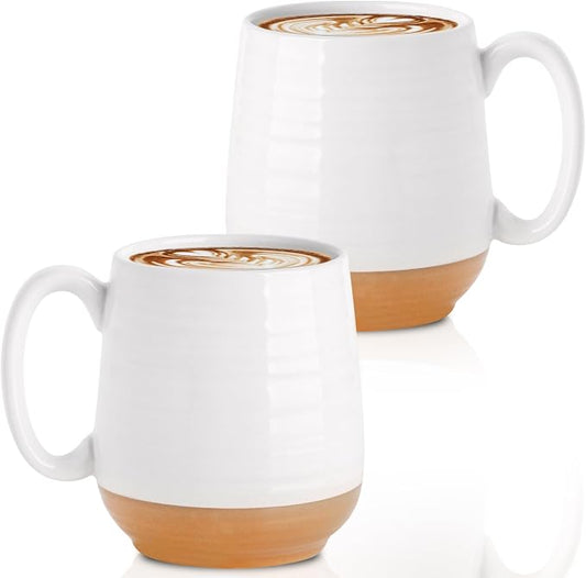 HASENSE Coffee Mugs Set of 2, Ceramic Coffee Cup for Men and Women, 20 oz White Mugs with Handle for Latte, Tea, Cocoa, Dishwasher and Microwave Safe by Hasense