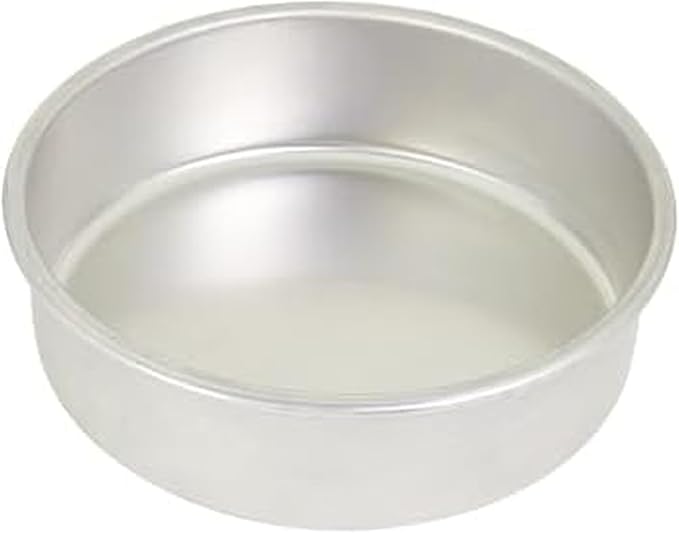 Chicago Metallic 8 Inch Round Cake Pan, Heavy-Gauge Recycled Aluminum Baking Pan with Wire-Reinforced Rim for Even Baking, Layer Cakes, Cheesecakes, Casseroles and Quiches by ChicagoMetallic