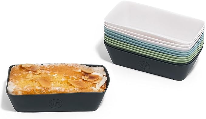 Silicone Individual Mini Loaf Pans - Reusable, Non-Toxic, BPA Free, Dishwasher Safe, Bento Box Accessories (12 Pack, Navy, White, Blue, Green) by TheSiliconeKitchen