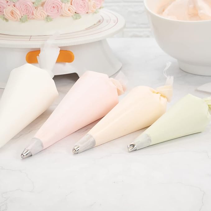Restaurantware Pastry Tek 12 x 6.2 Inch Piping Bags 2 Reusable Icing Bags - Durable White Silicone Pastry Bags Anti Burst Decorate Cakes Cupcakes Macarons Or Cookies