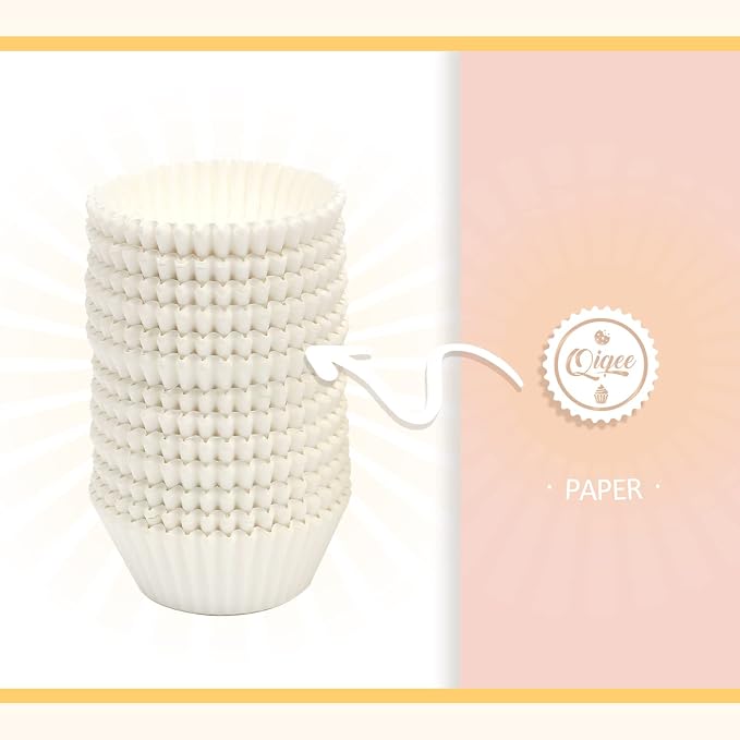 qiqee 600 Count Large Size Cupcake Liners White Muffin Liners Food Grade Jumbo Baking Cups Paper No Smells（Large Size） - Image 3