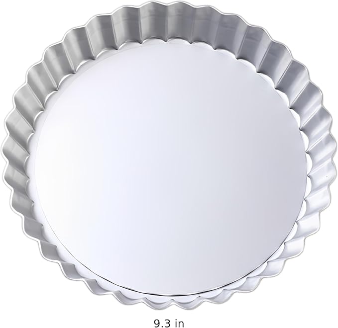 Tart Pan with Removable Bottom, 10 Inch Aluminum Alloy Quiche Baking Pan, 9.3 in Top Diameter, 1 in Depth, Silver Pie Pan with Fluted Edge, Easy to Clean, for Tarts and Quiches - Image 3