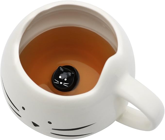 Koolkatkoo Cat Coffee Mug for Women Girls Cute Ceramic Meow Mugs for Cat Lover Tea Cup 12 oz White by Koolkatkoo