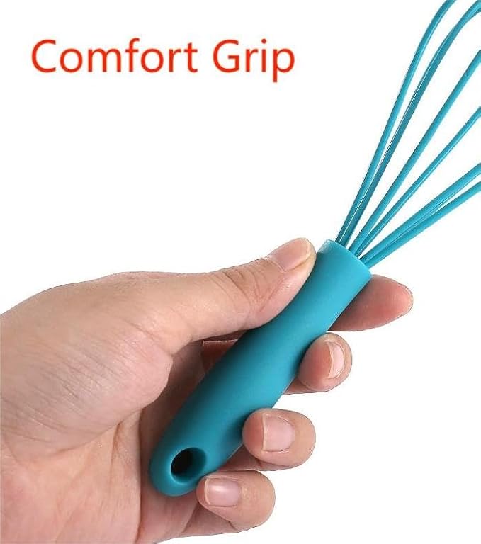 Mini Silicone Whisk, 12-Pack Portable Egg Whisk, Small Whisks For Cooking, Manual Handheld Milk Frothers, Household Egg Blender Silicone Whisks For Cooking (12PCS-Blue)