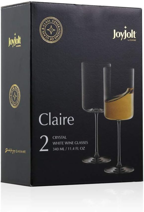 JoyJolt Claire 11.4oz White Wine Glass Set of 2, Elegant Crystal Stemware Stemmed Wine Glasses Made in Europe, Unique and Modern Glasses with Stem - Image 6