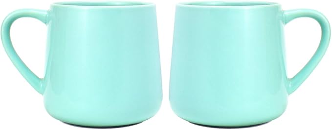 Bosmarlin Glossy Ceramic Coffee Mugs Set of 2, Tea Cup for Office and Home, 18 oz, Suitable for Dishwasher and Microwave(Mint Green, 2) by Bosmarlin