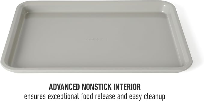 Calphalon Legacy 13 x 9 Inch PFA Free Nonstick Cookie Sheet Baking Pan in Taupe, Durable Heavy Gauge Steel Bakeware for Even Heating, Oven Safe Baking Tray for Cookies - Image 5