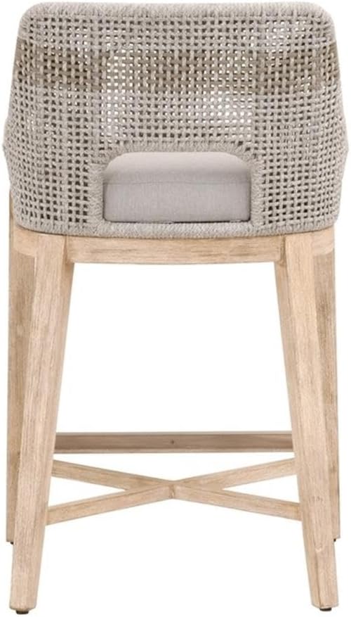 MAKLAINE Bar Stool Chair in Gray | Seat Height 35" | with Semi-Circle Seat, Footrest, Backrest | Indoor for Dining Room Kitchen Counter Table - Image 5