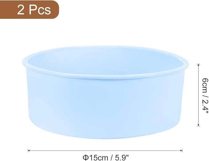 UXCELL 2-Pack Round Silicone Cake Molds, 6-Inch Nonstick & Quick Release for Layer, Smash & Cheese Cakes - Light Blue - Image 2