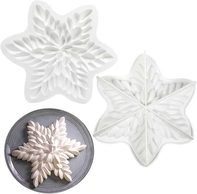 mostsom 3D Snowflower Silicone Mold for Baking, Mousse Cake Molds for French Desserts, Pastry, Chocolate, Cupcake, Pudding, Jello, Fondant, Soap, Nonstick Decoration Mould Baking Tools (G_ Snowflower)
