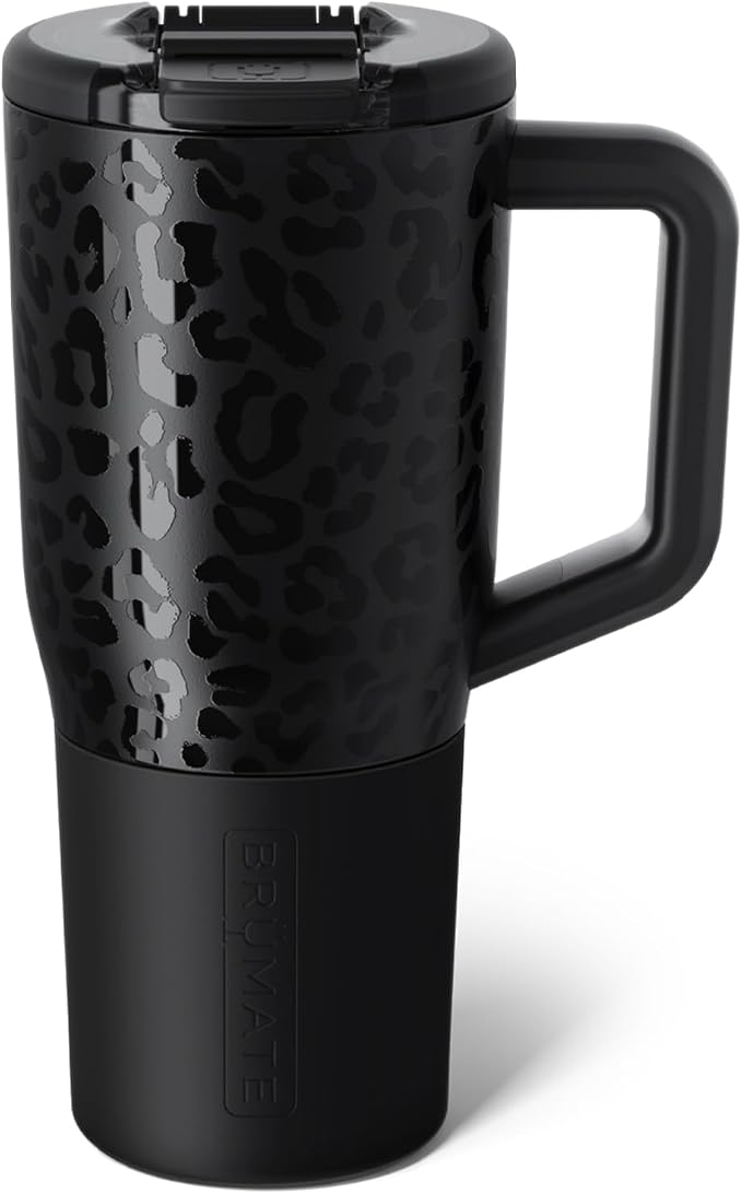 BrüMate Müv - 25oz 100% Leak Proof Insulated Coffee Mug with Handle & Lid - Stainless Steel Coffee Travel Mug - Double Walled Coffee Cup (Onyx Leopard) by Br%C3%BCMate