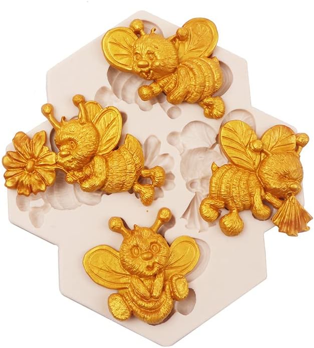 Cestony 4 small bees Silicone Molds for DIY Cake Fondant Biscuit Cookies Soap Sugar Pudding Chocolate Hard Candies Dessert Candle Decor - Image 4