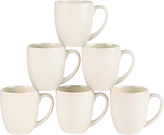 GBhome 12 oz Coffee Mug Set of 6, Large Ceramic Coffee Mugs for Men Women | Modern Stoneware Coffee Mugs Set with Handle for Tea/Latte/Cappuccino/Milk/Cocoa, Dishwasher & Microwave Safe by GBhome