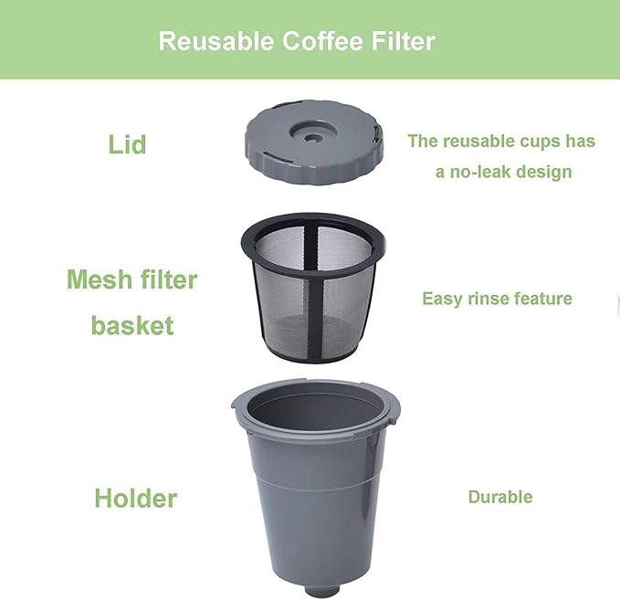 Reusable Coffee Filter Compatible with Keurigg My K Cup B30 B40 B50 B60 B70 K10 MINI Plus K15 K40/45 K55 K60/65 K70/75/79 Series 5048 Old Mode Grey by Podoy (3 Pack)