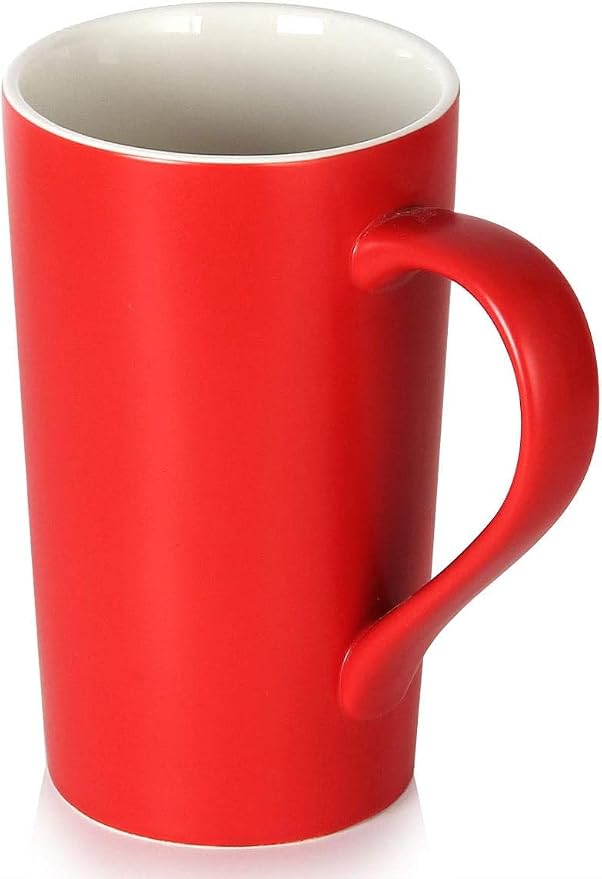 20 Ounces Extra Large Coffee Mug, M007 Tall Big Ceramic Latte Milk Tea Cup with Handle for Dad Men Women, Christmas Red - Image 6
