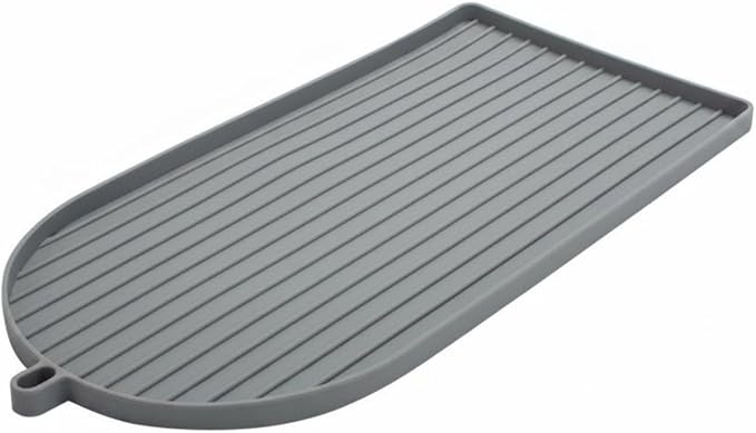 Silicone Machine Pad Coffee Station Mat Beverage Spill Tray Flexible Material Raised Lip Ribbed Drainage Suitable for Coffee Shop, Gray by Unknown