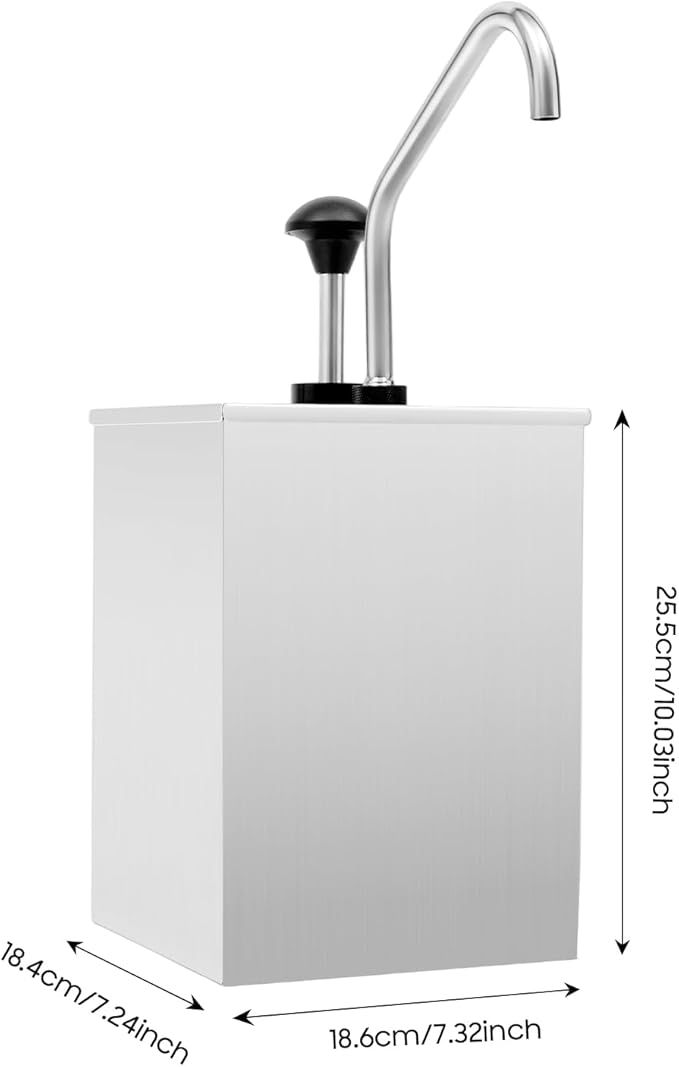 4L Ketchup Pump Dispenser Condiment Pump Dispenser Stainless Steel Sauce Dispenser Pump for Sauce, Honey, Syrup, Soy Sauce, Mustard, Cheese