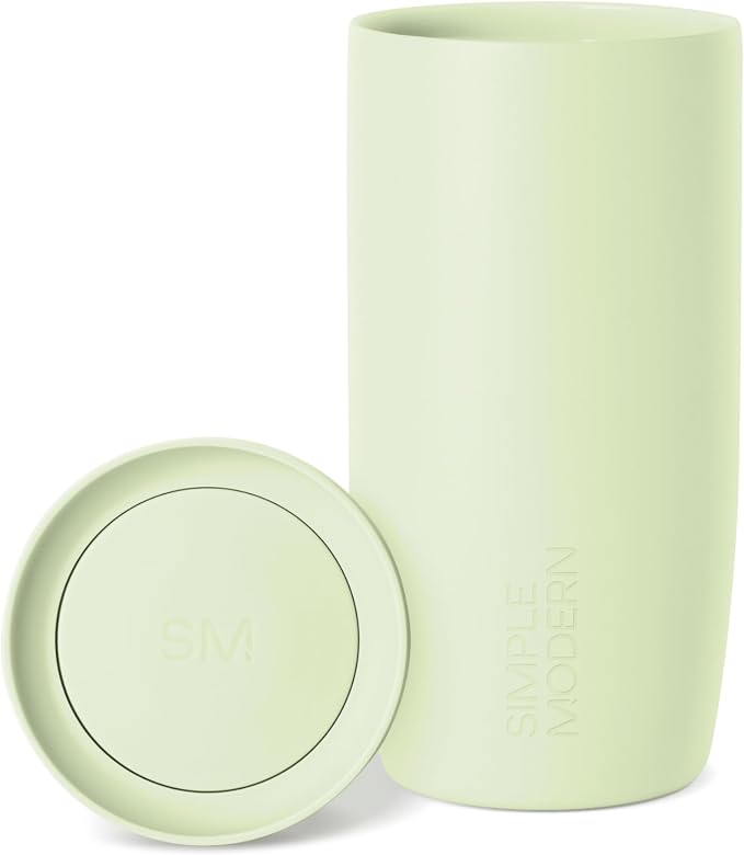 Simple Modern Insulated Travel Coffee Mug 360° Lid | 16oz | Green | Voyager Ceramic-Lined Insulated Stainless Steel Coffee Tumbler, Iced Coffee Cup, Mug with Lid | Fits Cupholder, Honeydew by Unknown