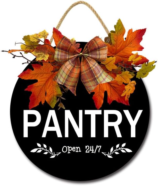 Pantry Sign,Pantry Rustic Round Wooden Wreath,Farmhouse Front Door Front Porch Decor,For Holiday Home Shop Farmhouse Window 12" by Ymaotrade